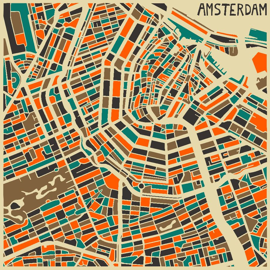 Colourful Map of Amsterdam