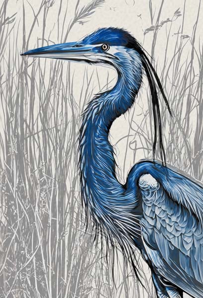 Blue Feathers in Flight I