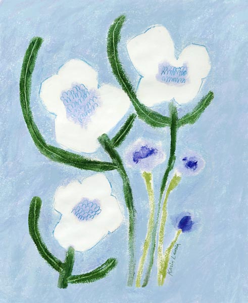 White Blossoms on Blue Canvas