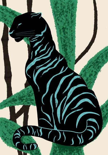 Black Tiger in Green Foliage